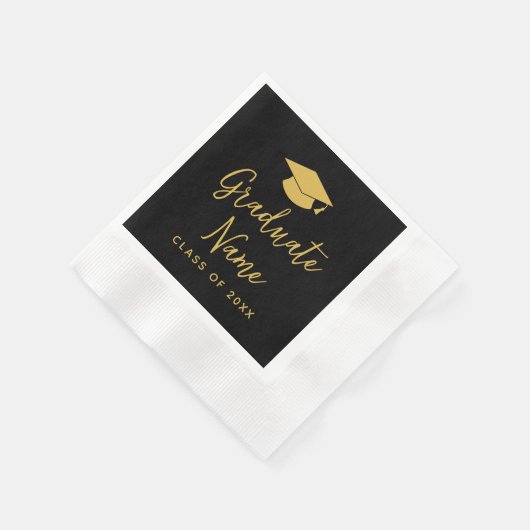 Grand Name Script mit Cap - Black Gold Abschluss Serviette (Ecke)