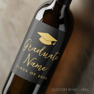Grand Name Script mit Cap - Black Gold Abschluss Weinetikett