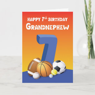 Grand-Nephew 7. Geburtstagssportbälle Karte