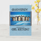 Grand Nephew Birthday, Pinguine Karte (Gelbe Blume)