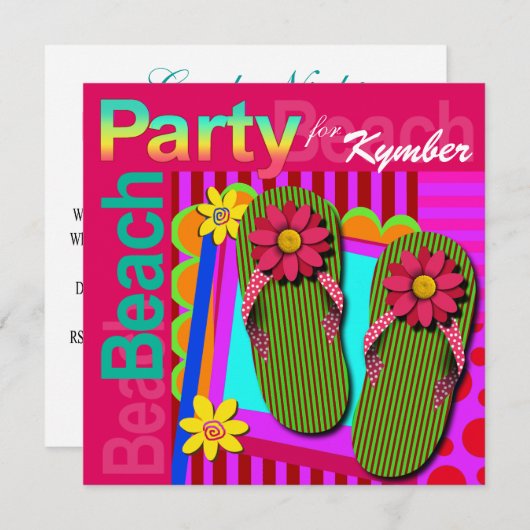 Grand Night Summer Fun Flip Flops - Beach Party! Einladung (Vorne/Hinten)
