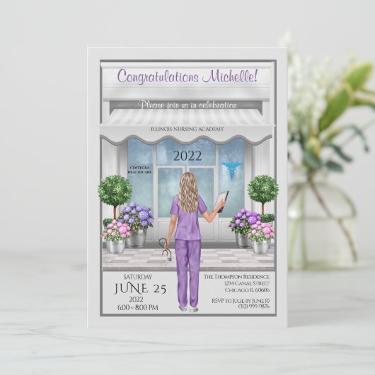 Grand Nurse Grad weibliche Einladung (Stehend Vorderseite)