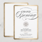 GRAND ÖFFNEN Moderne Veranstaltung schwarzes Gold Einladung (Vorne/Hinten)