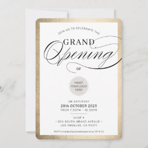 GRAND ÖFFNEN Moderne Veranstaltung schwarzes Gold Einladung