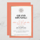 GRAND ÖFFNEN moderner Minimallogospeicher Pfirsich Einladung (Vorne/Hinten)