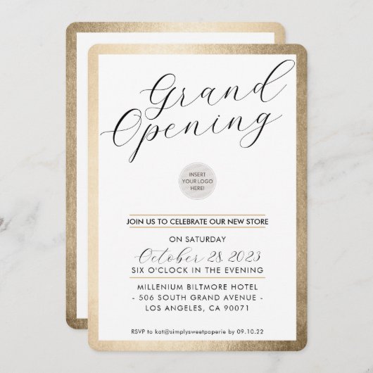 GRAND ÖFFNUNG des modernen Kalligrafiegeschäfts Go Einladung (Vorne/Hinten)