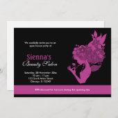 Grand Opening Beauty Salon (Plum) Einladung (Vorne/Hinten)