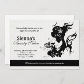 Grand Opening Beauty Salon (schwarz) Einladung (Vorne/Hinten)