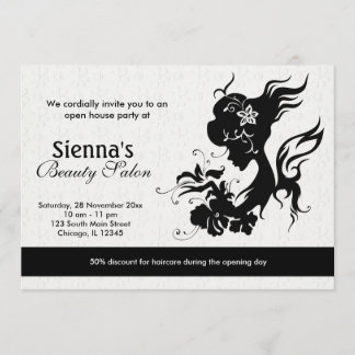 Grand Opening Beauty Salon (schwarz) Einladung