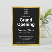 Grand Opening Black and Gold Business Einladung (Stehend Vorderseite)