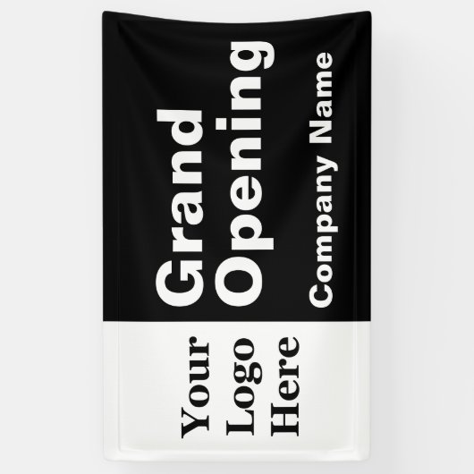 Grand Opening Black and White Business Logo & Name Banner (Vertikal)