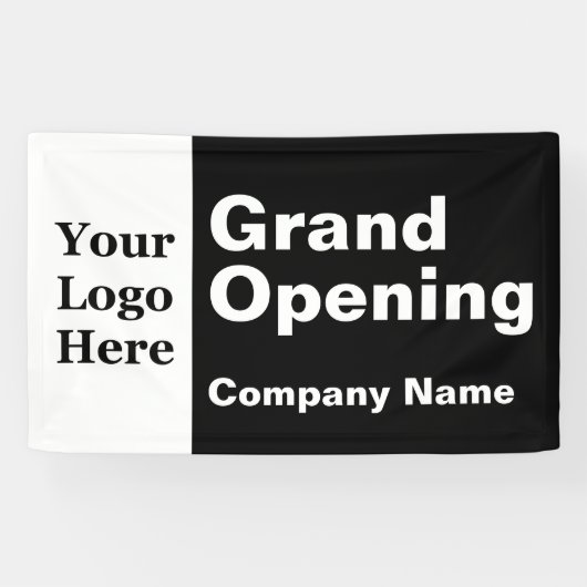 Grand Opening Black and White Business Logo & Name Banner (Horizontal)