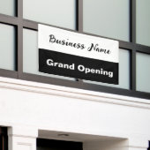 Grand Opening Black and White Business Name Banner (Äußeres Gebäude)