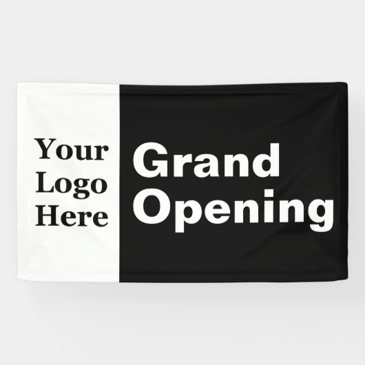 Grand Opening Black and White Ihr Logo-Geschäft Banner (Horizontal)
