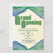 Grand Opening Blue Green Border Watercolor Waves Einladung (Vorderseite)