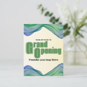 Grand Opening Blue Green Border Watercolor Waves Postkarte (Stehend Vorderseite)