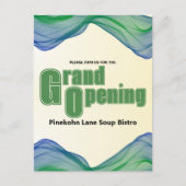 Grand Opening Blue Green Border Watercolor Waves Postkarte (Vorderseite)