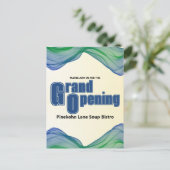 Grand Opening Blue Green Border Watercolor Waves Postkarte (Stehend Vorderseite)