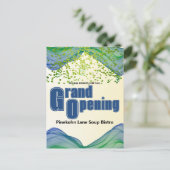 Grand Opening Blue Green Border Watercolor Waves Postkarte (Stehend Vorderseite)