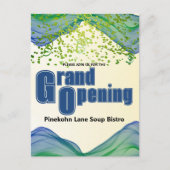 Grand Opening Blue Green Border Watercolor Waves Postkarte (Vorderseite)