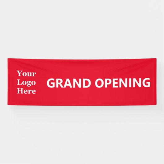 Grand Opening Bright Red White Business mit Logo Banner (Horizontal)