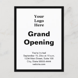 Grand Opening Business Logo Black White Invitation Postkarte