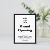 Grand Opening Business Logo Black White Invitation Postkarte (Stehend Vorderseite)