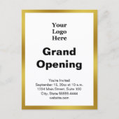 Grand Opening Business Logo Gold White Invitation Postkarte (Vorderseite)