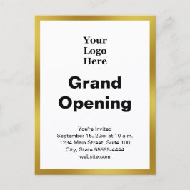 Grand Opening Business Logo Gold White Invitation Postkarte