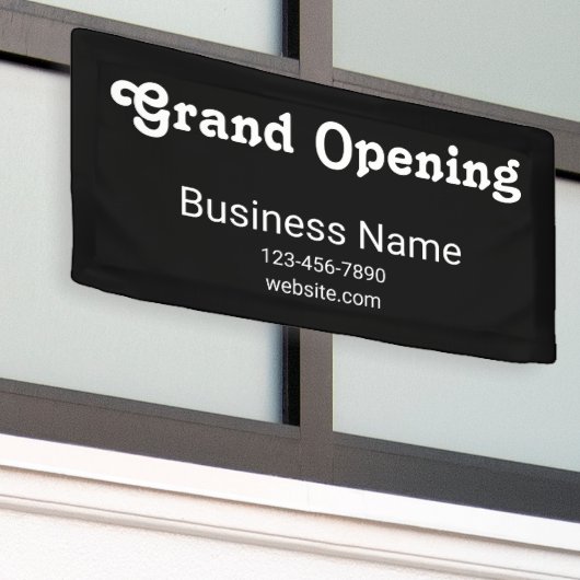 Grand Opening Business Name Telefonwebsite Black Banner (Äußeres Gebäude)