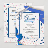 Grand Opening Event Blue Ribbon Einladung Custom (Vorne/Hinten)