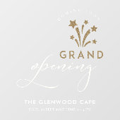 Grand Opening Firework Star Gold kommt bald White Fensteraufkleber (Blatt)