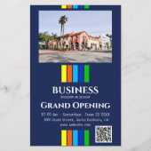 Grand Opening Foto Stripes QR Code Blau Flyer (Vorne)