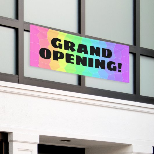 Grand Opening! Geometrisches Regenbogenbanner Banner (Äußeres Gebäude)