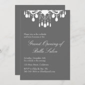 Grand Opening Grand Ballroom auf Smokey Gray Einladung (Vorne/Hinten)