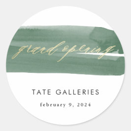 Grand Opening Green Ribbon Runder Aufkleber