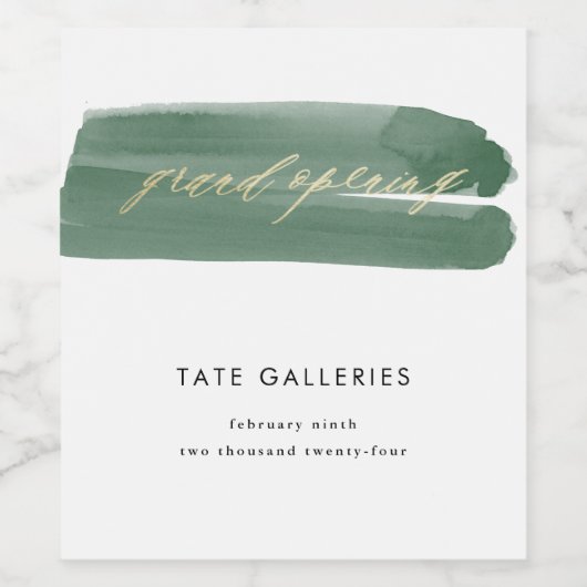 Grand Opening Green Ribbon Weinetikett (Einzelnes Label)