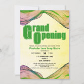 Grand Opening Green Yellow Watercolor Border Wave Einladung (Vorderseite)
