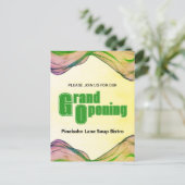 Grand Opening Green Yellow Watercolor Border Wave Postkarte (Stehend Vorderseite)