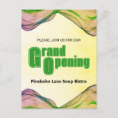 Grand Opening Green Yellow Watercolor Border Wave Postkarte (Vorderseite)