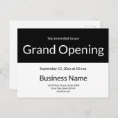 Grand Opening Invitation Business Black and White Postkarte (Vorne/Hinten)