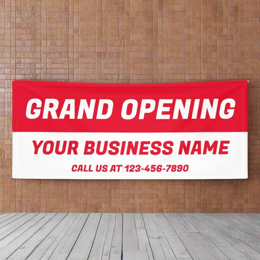 Grand Opening l Red & White Business Sign Banner