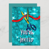 Grand Opening Launch - blaues Party Einladung (Vorne/Hinten)