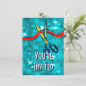 Grand Opening Launch - blaues Party Einladung (Stehend Vorderseite)