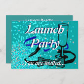 Grand Opening Launch Party blau Einladung (Vorne/Hinten)