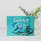 Grand Opening Launch Party blau Einladung (Stehend Vorderseite)