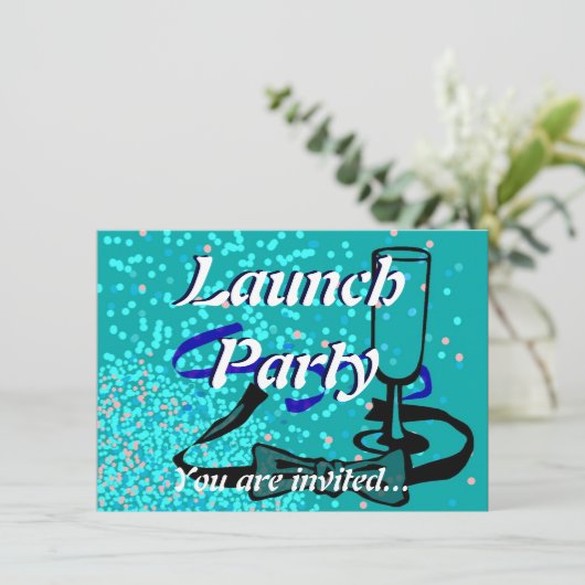 Grand Opening Launch Party blau Einladung (Stehend Vorderseite)
