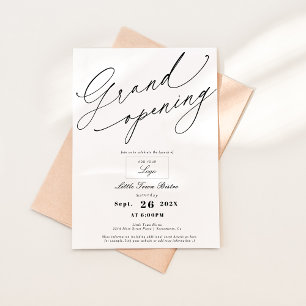 Grand Opening Logo elegant Schwarz und Weiß Einladung