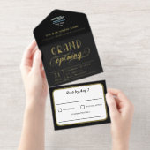 Grand Opening mit Black & Gold-Logos All-in-One-Einladung (Abreißstreifen)