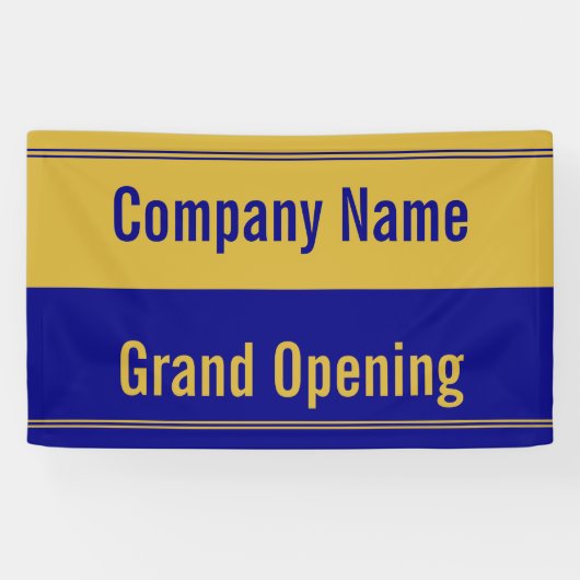 Grand Opening Navy Blue and Gold Company Name Banner (Horizontal)